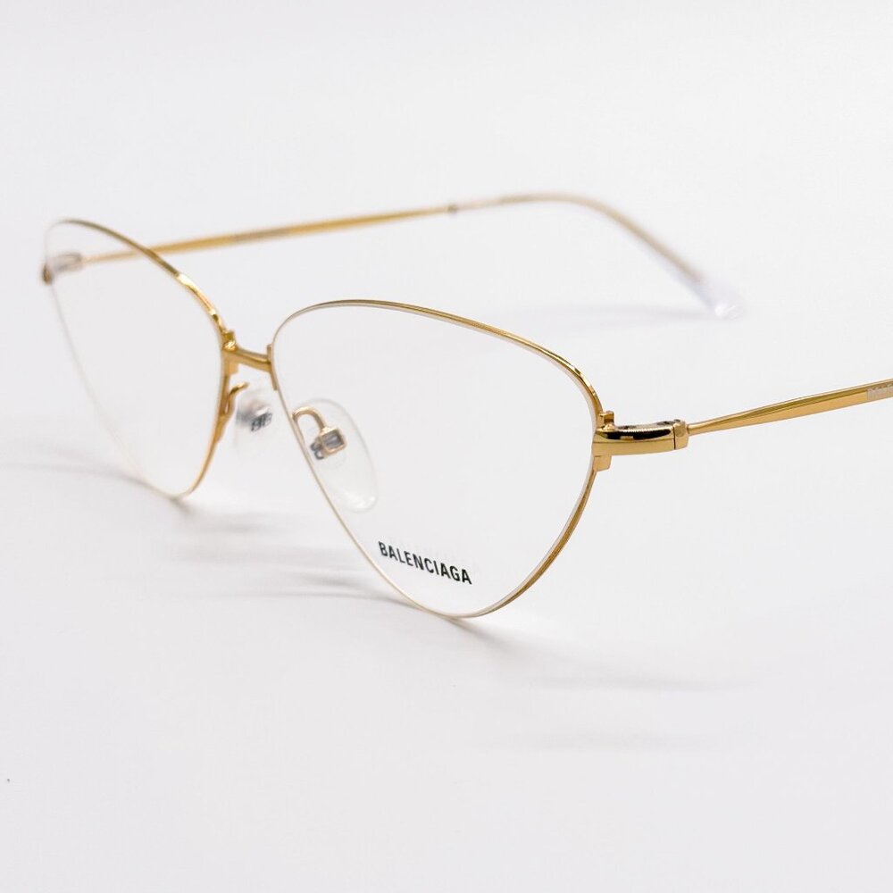 NEW BALENCIAGA EYEGLASSES BB0015O 003 CAT EYE GOLD WOMEN EYEWEAR BALENCIAGA - Picture 4 of 8